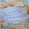 Order Grosgrain Ribbon - Swiss Dot White/Sea